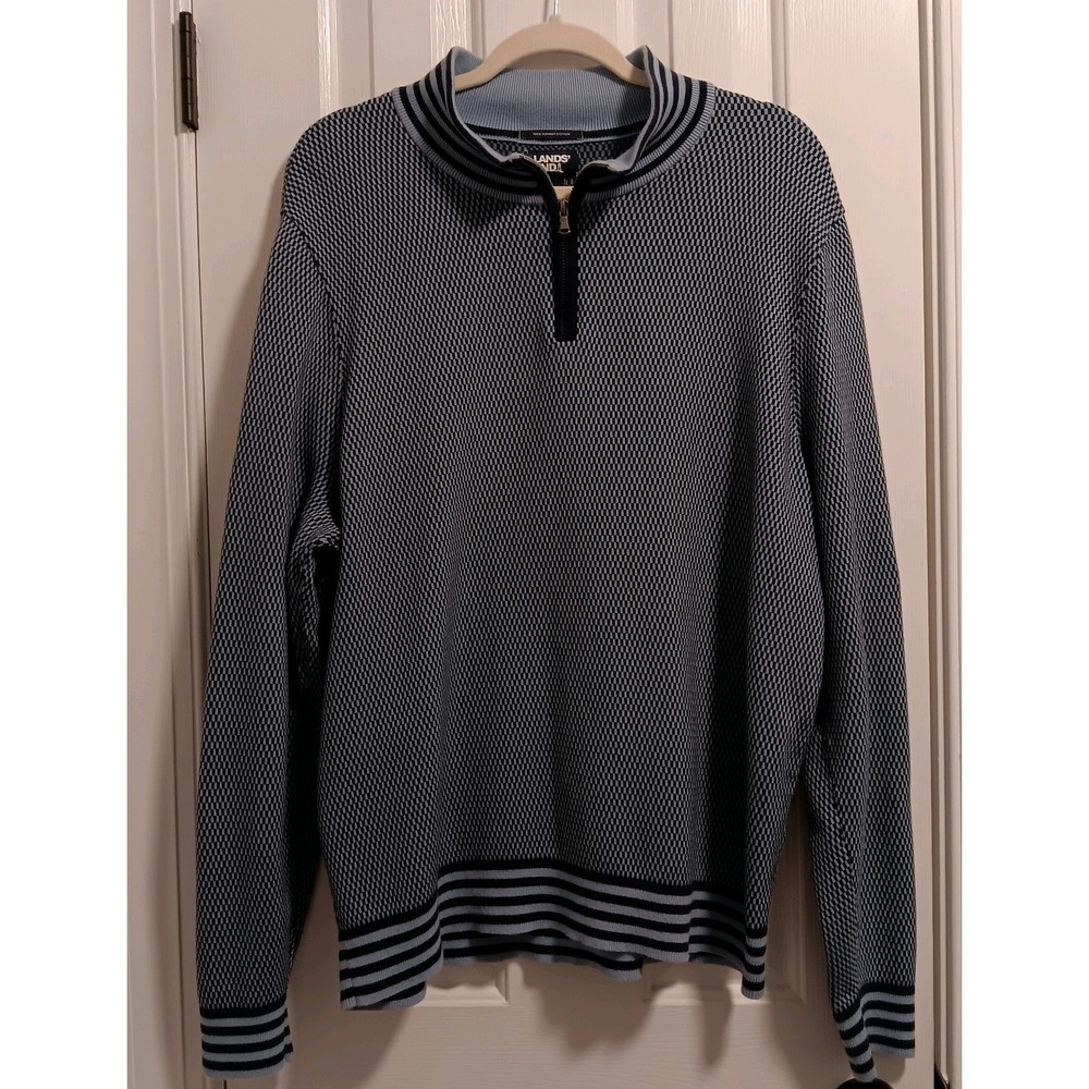 Lands' End 100% Supima Cotton 1/4 Zip Men's XL 46-48 Long Slv Mock Neck Sweater